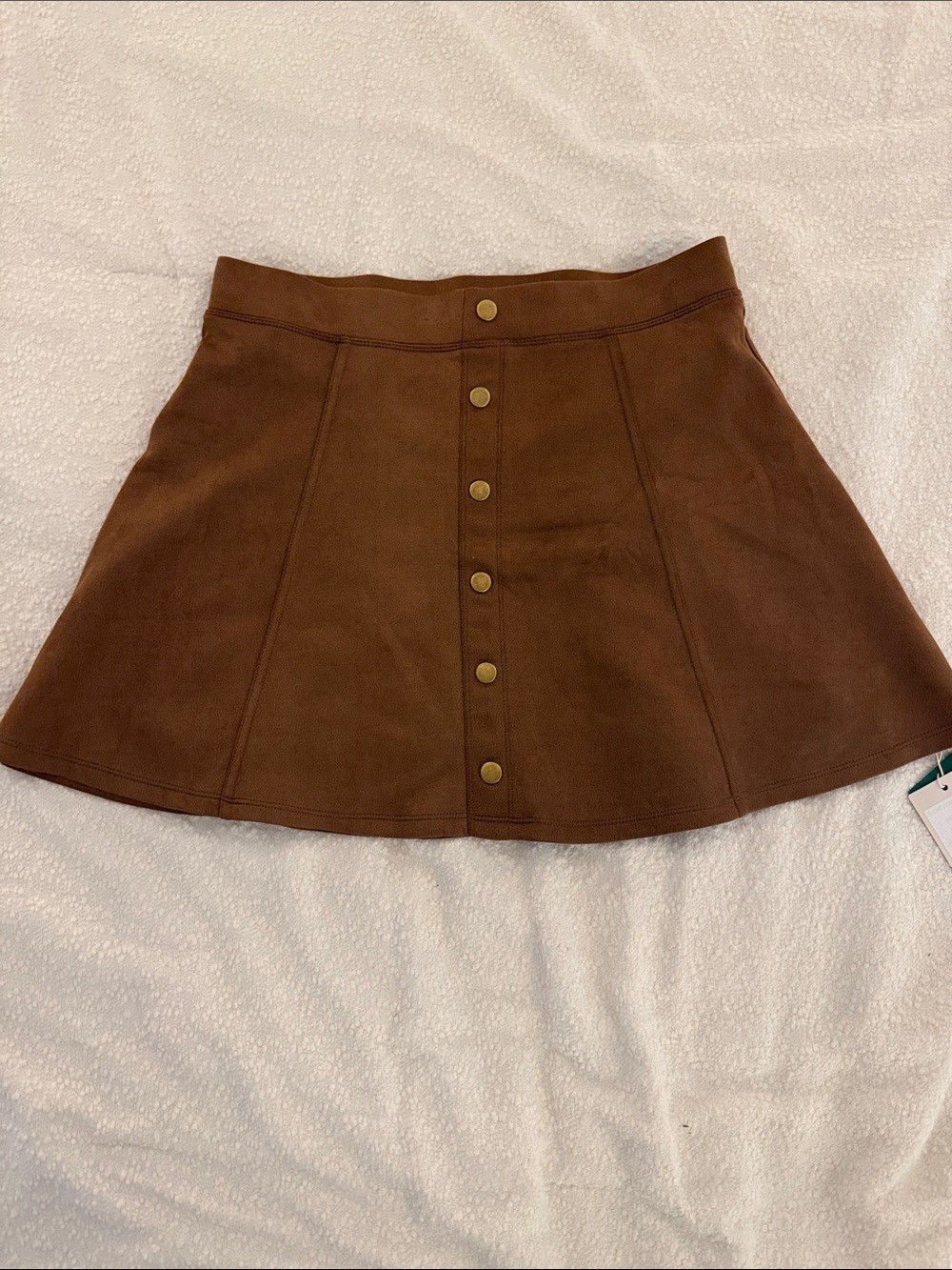 High Waisted Decorative 2-in-1 A Line Suede Mini Casual Skirt - Picture 2 of 4